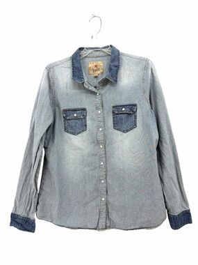 People's Liberation Two-Tone Light Denim Button Down Shirt
